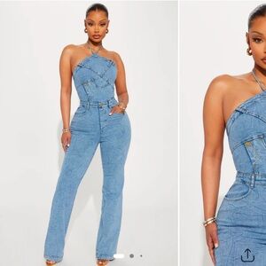 Fashion Nova Blue Denim Jumpsuit XS